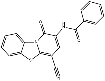 2-benzamido-4-cyano-1-oxo-1H,5H-pyrido(1,2-a)benzimidazole Struktur