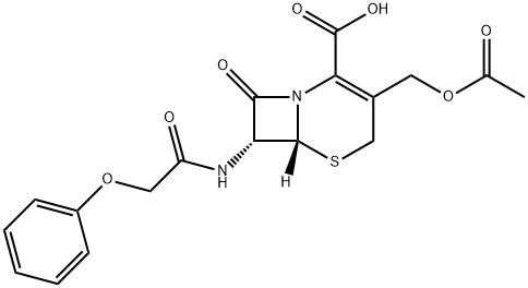 (6R,7R)-3-[(Acetyloxy)methyl]-8-oxo-7-[(phenoxyacetyl)amino]-5-thia-1-azabicyclo[4.2.0]octane-2-ene-2-carboxylic acid Struktur
