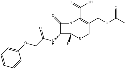 (6R,7R)-3-[(Acetyloxy)methyl]-8-oxo-7-[(phenoxyacetyl)amino]-5-thia-1-azabicyclo[4.2.0]octane-2-ene-2-carboxylic acid,10390-44-0,结构式