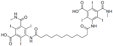 5,5'-[Decamethylenebis(carbonylimino)]bis(N-methyl-2,4,6-triiodoisophthalamic acid) 结构式