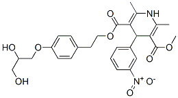 2-[4-(2,3-dihydroxypropoxy)phenyl]ethyl methyl 2,6-dimethyl-4-(3-nitro phenyl)-1,4-dihydropyridine-3,5-dicarboxylate 结构式