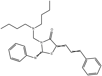 3-((Dibutylamino)methyl)-5-cinnamylidene-2-(phenylimino)-4-thiazolidin one Struktur