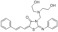 4-Thiazolidinone, 3-((bis(2-hydroxyethyl)amino)methyl)-5-cinnamylidene -2-(phenylimino)- 结构式