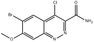 6-bromo-4-chloro-7-methoxycinnoline-3-carboxamide 化学構造式