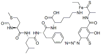N-formyl-methionylleucyl-phenylalanyl-N(epsilon)-(2-(4-azidosalicylamido)ethyl-1,3'-dithiopropionyl)lysine Structure