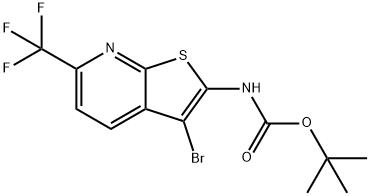 tert-butyl N-[3-broMo-6-
(trifluoroMethyl)thieno[2,3-b]pyridin-2-
yl]carbaMate 结构式