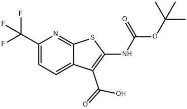 2-{[(tert-butoxy)carbonyl]aMino}-6-
(trifluoroMethyl)thieno[2,3-b]pyridine-3-
carboxylic acid 化学構造式