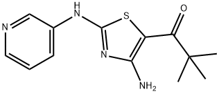 1-[4-Amino-2-(pyridin-3-ylamino)-1,3-thiazol-5-yl]-2,2-dimethylpropan-1-one 化学構造式