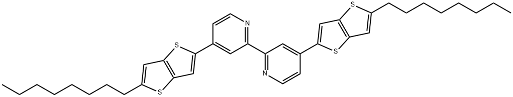 4,4′-ビス(5-オクチルチエノ[3,2-b]チオフェン-3-イル)-2,2′-ビピリジン 化学構造式