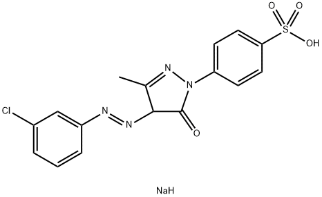 钠4-{4-[(3-氯苯基)偶氮]-3-甲基-5-氧代-4,5-二氢-1H-吡唑-1-基}苯磺酸酯,10430-57-6,结构式