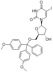 2′-デオキシ-5-ヨード-5′-O-(4,4′-ジメトキシトリチル)ウリジン 化学構造式