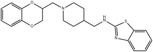 N-[[1-(7,10-dioxabicyclo[4.4.0]deca-1,3,5-trien-9-ylmethyl)-4-piperidy l]methyl]benzothiazol-2-amine Structure
