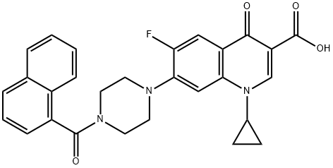3-Quinolinecarboxylic acid, 1-cyclopropyl-6-fluoro-1,4-dihydro-7-[4-(1-naphthalenylcarbonyl)-1-piperazinyl]-4-oxo-,1044146-02-2,结构式