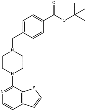 4-[(4-Thieno[2,3-c]pyridin-7-yl-1-piperazinyl)methyl]benzoic acid tert-butyl ester 化学構造式