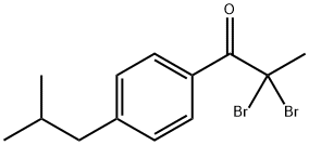 2,2-二溴-1-[4-(2-甲基丙基)苯基]-1-丙酮, 104483-05-8, 结构式