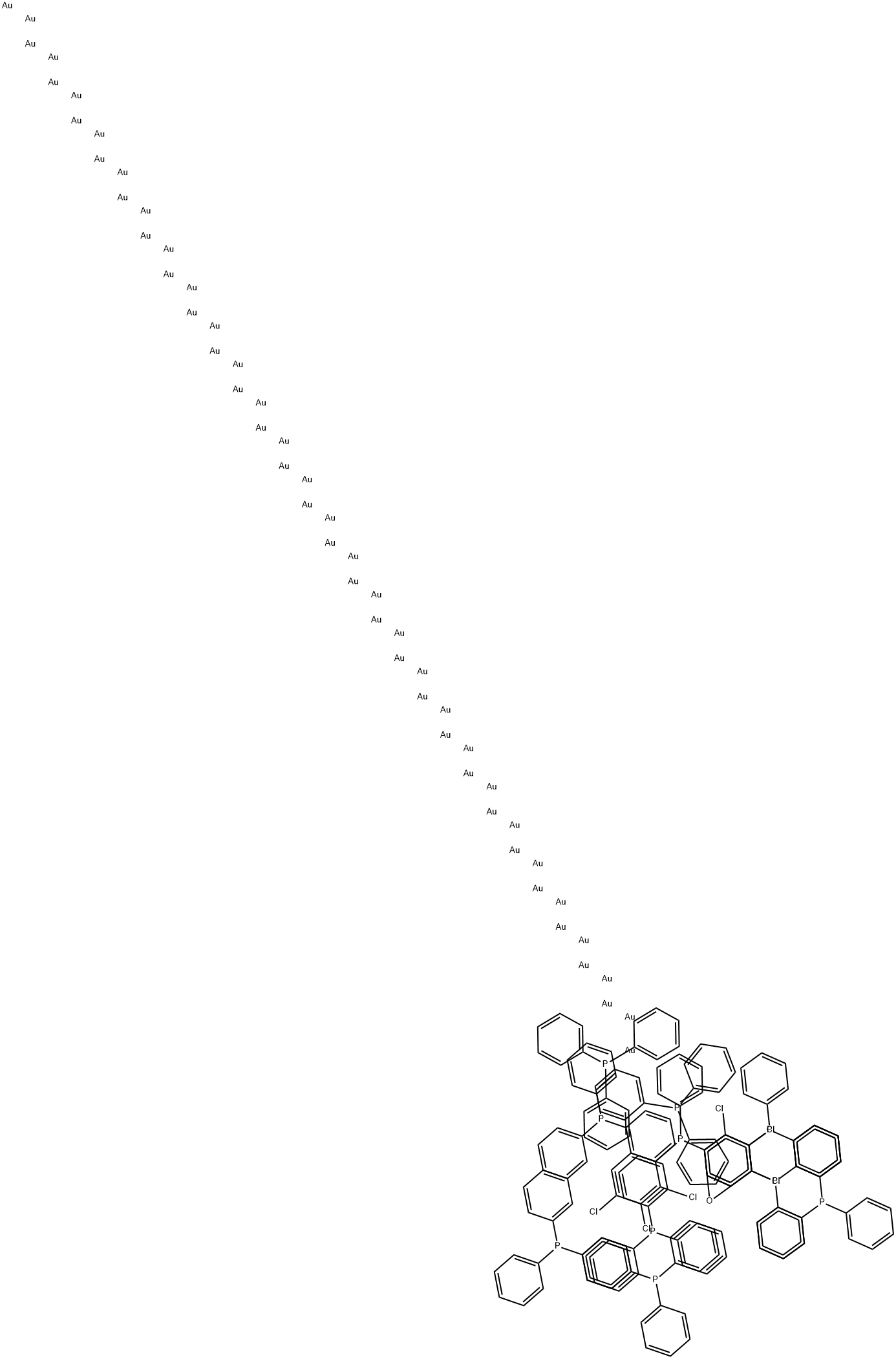 Hexachlorododecakis(triphenylphosphine)pentapentacontagold 化学構造式