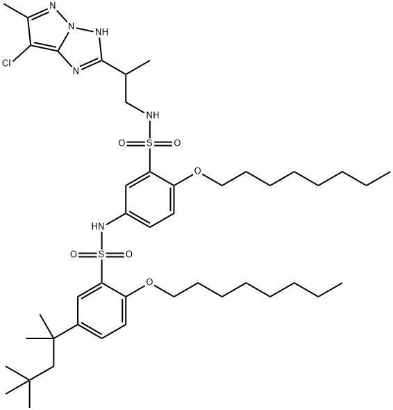 N-[3-[N-[2-(7-Chloro-6-methyl-1H-pyrazolo[1,5-b][1,2,4]triazol-2-yl)propyl]sulfamoyl]-4-(octyloxy)phenyl]-2-(octyloxy)-5-(1,1,3,3-tetramethylbutyl)benzenesulfonamide|