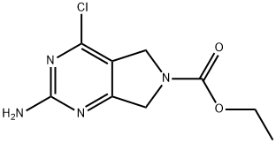 2-AMINO-4-CHLORO-5,7-DIHYDRO-PYRROLO[3,4-D]PYRIMIDINE-6-CARBOXYLIC ACID ETHYL ESTER Struktur