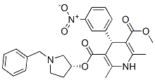 104713-78-2 3,5-Pyridinedicarboxylic acid, 1,4-dihydro-2,6-dimethyl-4-(3-nitrophenyl)-, methyl 1-(phenylmethyl)-3-pyrrolidinyl ester, [R-(R*,R*)]-