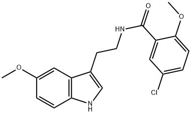 5-Chloro-2-methoxy-N-[2-(5-methoxy-
1H-indol-3-yl)-ethyl]-benzamide 结构式