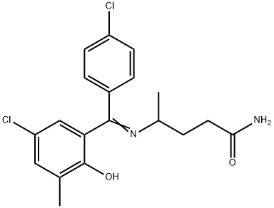 4-[[(E)-(3-chloro-5-methyl-6-oxo-1-cyclohexa-2,4-dienylidene)-(4-chlor ophenyl)methyl]amino]pentanamide Struktur