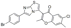 3-[3-(4-bromophenyl)-6-thia-1,4-diazabicyclo[3.3.0]octa-2,4,7-trien-8- yl]-6-chloro-2,7-dimethyl-chromen-4-one,104819-42-3,结构式
