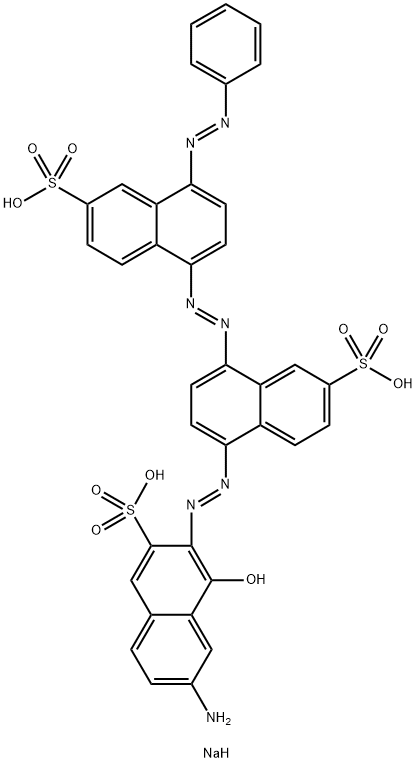 trisodium 5-[(7-amino-1-hydroxy-3-sulphonato-2-naphthyl)azo]-8-[[4-(phenylazo)-6-sulphonatonaphthyl]azo]naphthalene-2-sulphonate  Structure