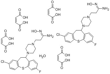 1-Piperazinepropanimidamide, 4-(2-chloro-10,11-dihydro-7-fluorodibenzo (b,f)thiepin-10-yl)-N-hydroxy-, (Z)-2-butenedioate, hydrate (2:4:1) Structure