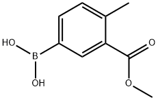 3-(メトキシカルボニル)-4-メチルフェニルボロン酸 化学構造式