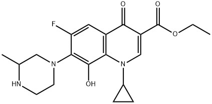 ethyl 1-cyclopropyl-6-fluoro-8-hydroxy-7-(3-Methylpiperazin-1-yl)-4-oxo-1,4-dihydroquinoline-3-carboxylate 结构式