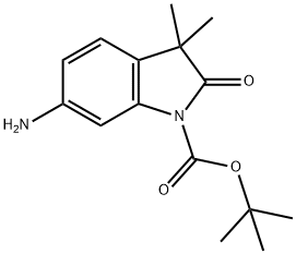 6-氨基-3,3-二甲基-2-氧代吲哚啉-1-羧酸叔丁酯 结构式