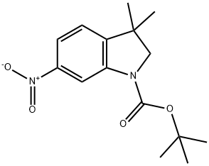 1-BOC-3,3-ジメチル-6-ニトロインドリン 化学構造式