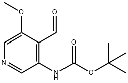 4-甲酰基-5-甲氧基吡啶-3-基氨基甲酸叔丁酯,1049677-54-4,结构式
