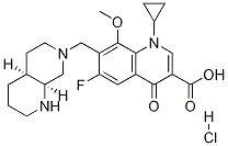 1-cyclopropyl-6-fluoro-8-Methoxy-7-(((4aS,8aS)-octahydro-1,7-naphthyridin-7(1H)-yl)Methyl)-4-oxo-1,4-dihydroquinoline-3-carboxylic acid hydrochloride 结构式