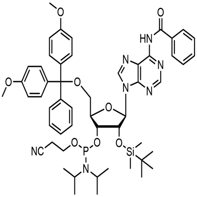 DMT-2'O-TBDMS-rA(bz) Phosphoramidite Structure