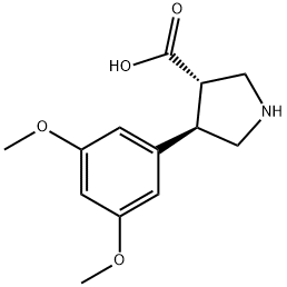 (3S,4R)-4-(3,5-DIMETHOXYPHENYL)PYRROLIDINE-3-CARBOXYLIC ACID 化学構造式