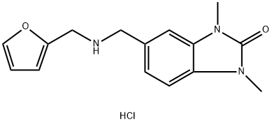 5-{[(Furan-2-ylmethyl)-amino]-methyl}-1,3-dimethyl-1,3-dihydro-benzoimidazol-2-one hydrochlori Struktur