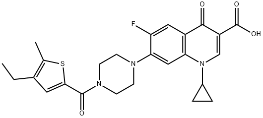 3-Quinolinecarboxylic acid, 1-cyclopropyl-7-[4-[(4-ethyl-5-Methyl-2-thienyl)carbonyl]-1-piperazinyl]-6-fluoro-1,4-dihydro-4-oxo- Structure
