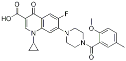 3-Quinolinecarboxylic acid, 1-cyclopropyl-6-fluoro-1,4-dihydro-7-[4-(2-Methoxy-5-Methylbenzoyl)-1-piperazinyl]-4-oxo- Structure