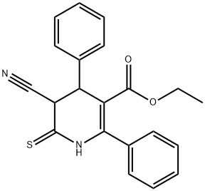 5-氰基-2,4-二苯基-6-硫代-1,4,5,6-四氢吡啶-3-羧酸乙酯 结构式