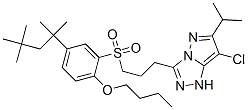 3-[3-[2-ブトキシ-5-(1,1,3,3-テトラメチルブチル)フェニルスルホニル]プロピル]-7-クロロ-6-イソプロピル-1H-ピラゾロ[5,1-c]-1,2,4-トリアゾール 化学構造式