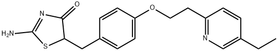 2-アミノ-5-[4-[2-(5-エチル-2-ピリジル)エトキシ]ベンジル]チアゾール-4(5H)-オン 化学構造式