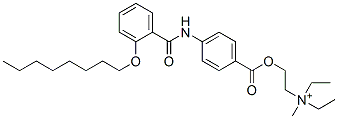 N,N-ジエチル-N-メチル-2-[4-[(2-オクチルオキシベンゾイル)アミノ]ベンゾイルオキシ]エタンアミニウム 化学構造式