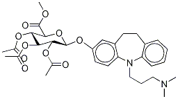 (2R,3R,4R,5S,6R)-3,4,5-三乙酰氧基-6-[[11-[3-(二甲基氨基)丙基]-5,6-二氢苯并[B][1]苯并氮杂卓-3-基]氧基]四氢吡喃-2-羧酸甲酯 结构式