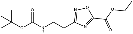 Ethyl 3-(2-tert-butyloxycarbonylaminoethyl)-[1,2,4]oxadiazole-5-carboxylate 化学構造式