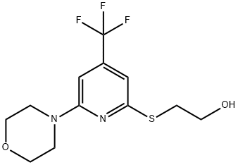 2-(6-Morpholin-4'-yl-4-(trifluoromethyl)-pyridin-2-ylsulfanyl)ethanol,1053657-98-9,结构式
