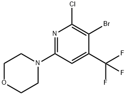 4'-(5-Bromo-6-chloro-4-(trifluoromethyl)-pyridin-2-yl)morpholine,1053659-46-3,结构式