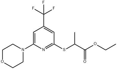 2-(6-Morpholin-4-yl-4-trifluoromethyl-pyridin-2-ylsulfanyl)-propionic acid ethyl ester,1053659-84-9,结构式