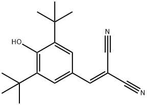 2-(4-ヒドロキシ-3,5-ジ-tert-ブチルベンジリデン)マロノニトリル 化学構造式