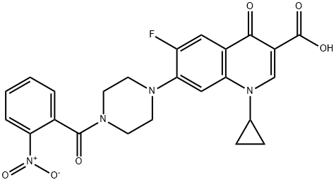 3-Quinolinecarboxylic acid, 1-cyclopropyl-6-fluoro-1,4-dihydro-7-[4-(2-nitrobenzoyl)-1-piperazinyl]-4-oxo- Structure